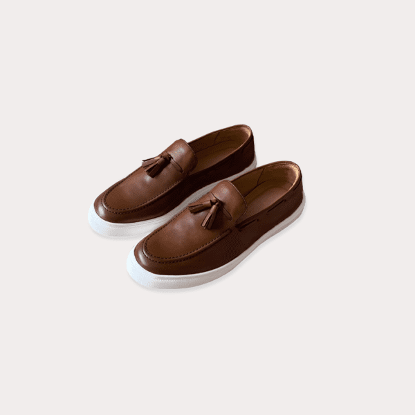 Finished Leather Tassel Slip On Loafer