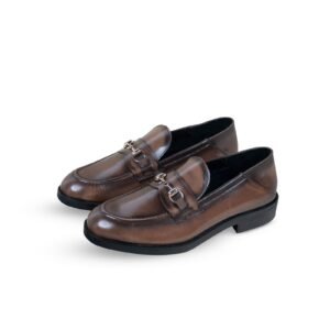 Two Tone Saddle Horse-Bit Loafer Brown