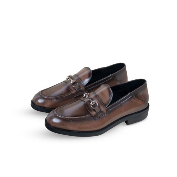 Two Tone Saddle Horse-Bit Loafer Brown