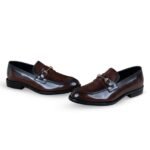 Two Tone Saddle Horse-Bit Loafer Reddish Brown