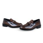 Two Tone Saddle Horse-Bit Loafer Brown